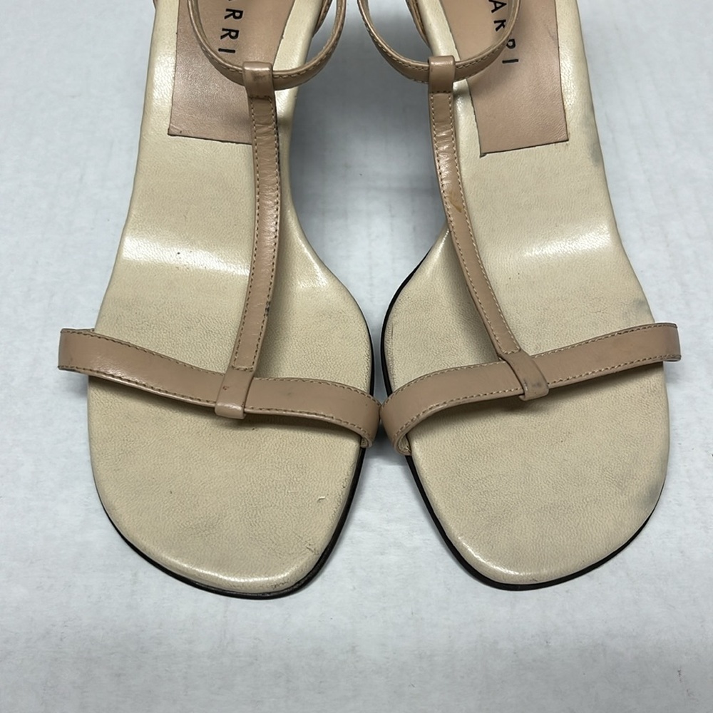 Nude square toe T-Strap leather stiletto heel Sandals 36 minimalistic capsule - Picture 12 of 15